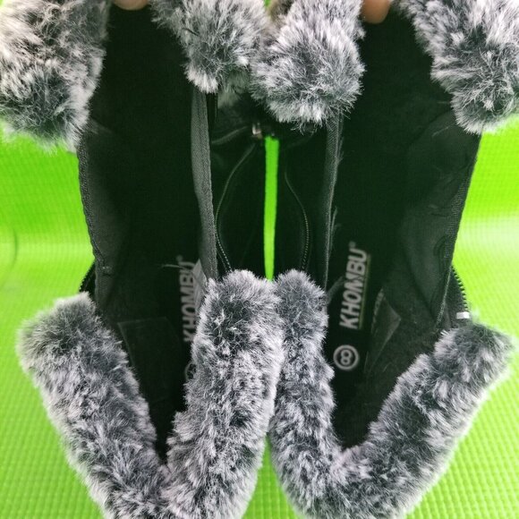 ✅Khombu JESSICA Black Suede Faux Fur Lined Side Zip Ankle Booties Womens 8M Shoe - Picture 6 of 11